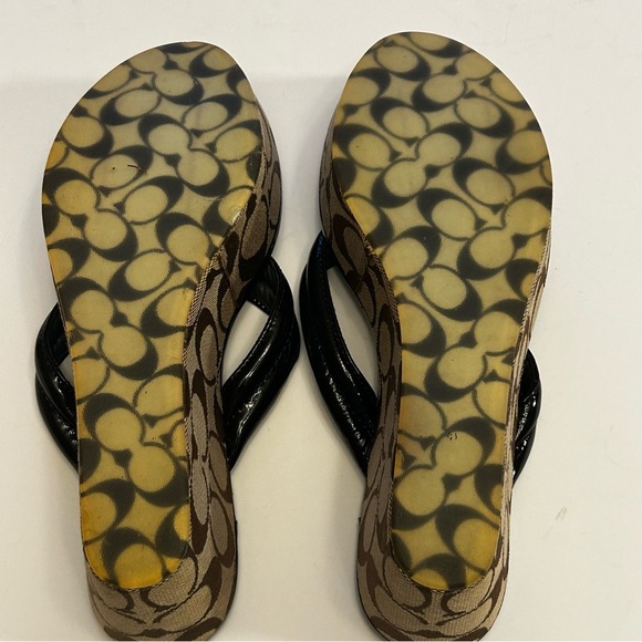 Coach Nella Brown Tan Signature Platform Sandals Size 6.5 - Picture 10 of 16